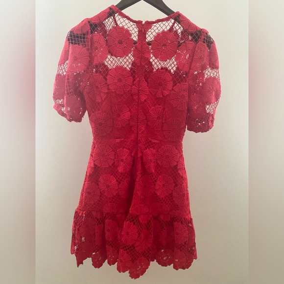 Milly Yasmin Floral Lace Red Dress Size: 0 - Picture 7 of 8